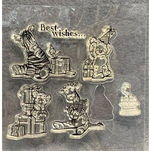 Best Wishes Animal Clear Stamps Set for Scrapbooking & Card Making